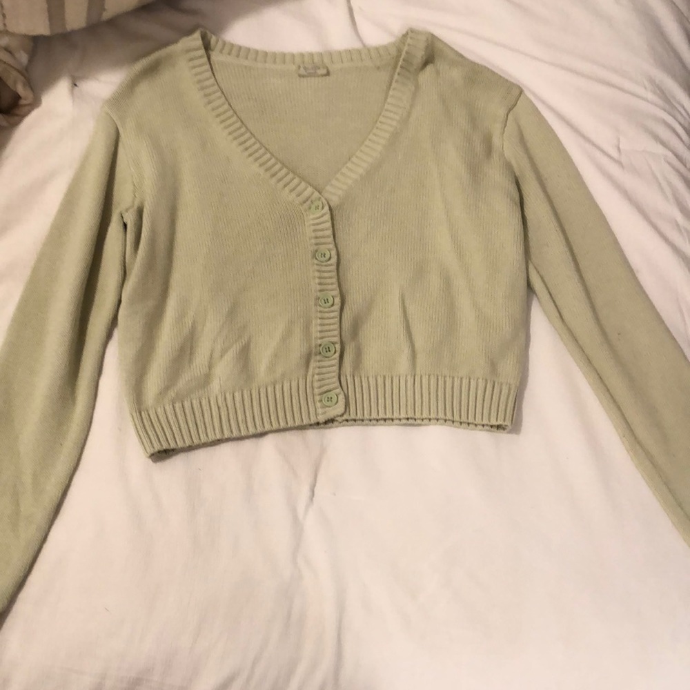 Light/sage green Brandi Melville crop button down cardigan